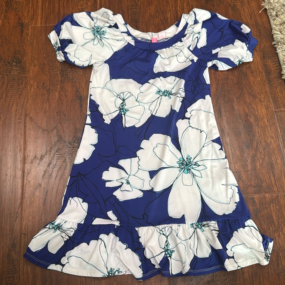 Hype Girls blue and white flower dress